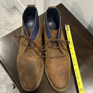 Cole Haan Men's Brown Leather Chukka Boots with Navy Collar